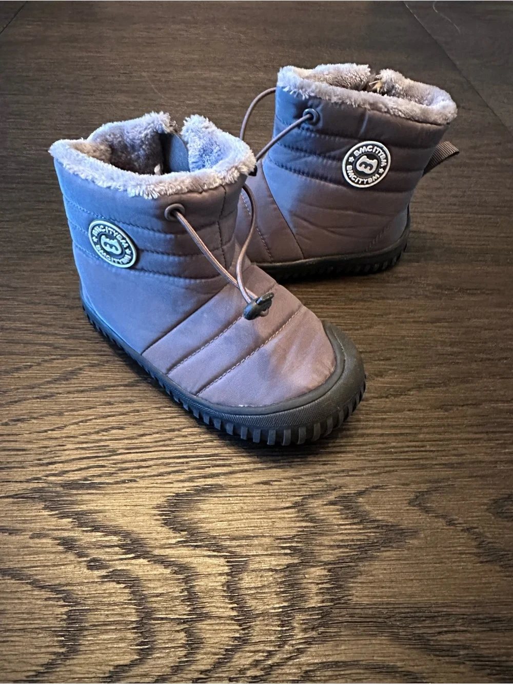 Kids Water-Resistant Snow Boots in Gray with Fleece Lining